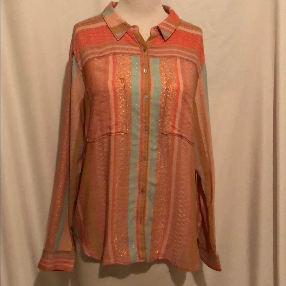 Maeve multi colored button up size 14